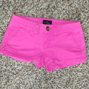 American Eagle Outfitters Women’s Hot Pink Shortie Chino Shorts Size 00